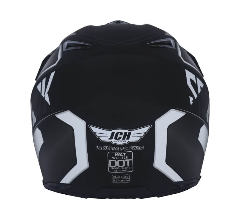 Vista lateral de CASCO MOTOCROSS JCH MOTOS  BLANCO / NEGRO MATE